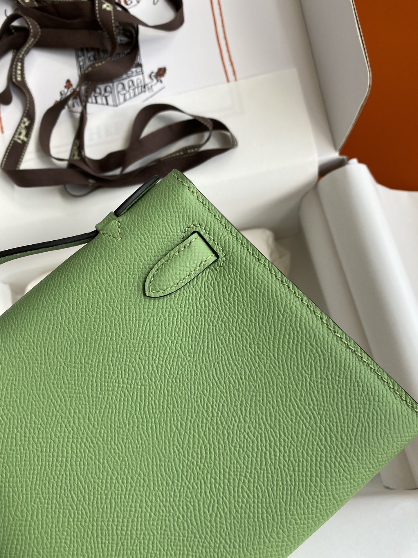 Hermes Mini Kelly Pochette 22cm Bag In Kiwi Green Epsom Leather